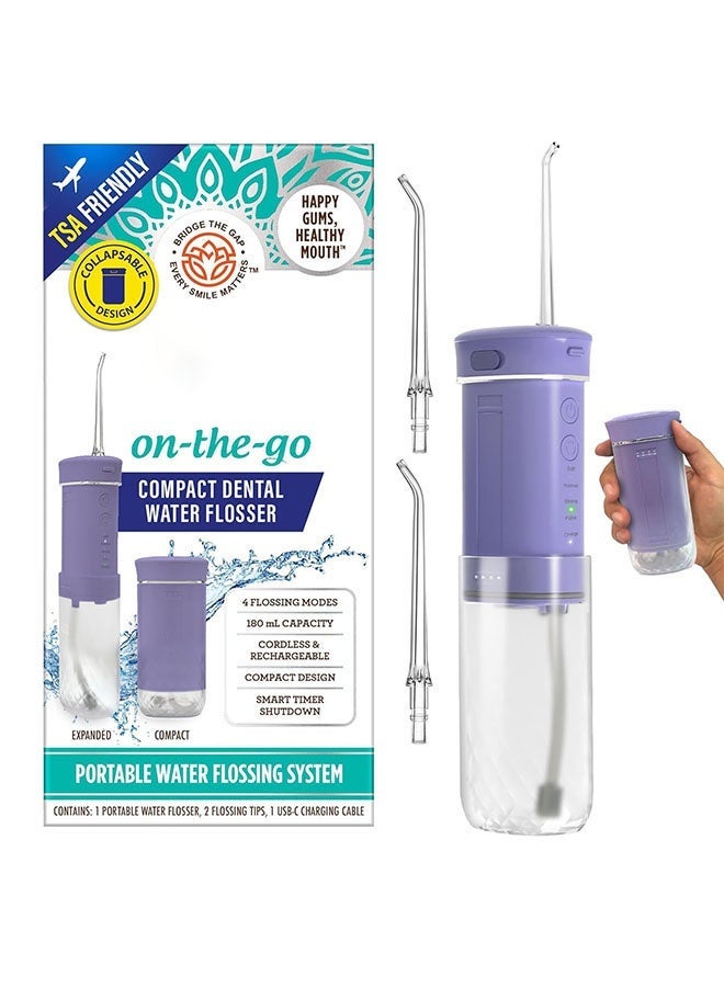 general Compact Water Dental Flosser, Portable Travel Size Oral Irrigator Flosser with Collapsible 180 ml Tank, Smart Timer, 4 Flossing Modes, TSA-Friendly - Lavender - Image 1